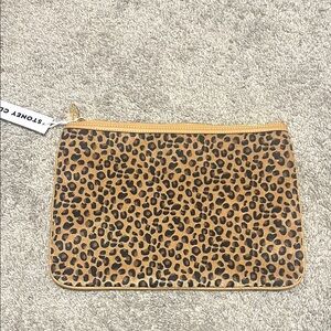 Leopard Print Zip Pouch - Tan & Black
